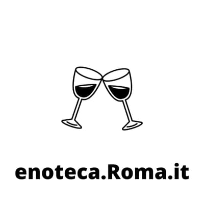 due calici di vino rosso stilizzati che brindano con scritta enoteca.roma.it